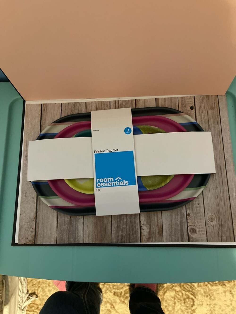 Room Essentials 3-Piece Printed Bamboo Melamine Tray Set